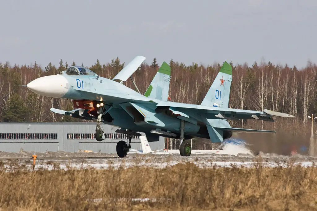 1200px Su 27 on landing 3 Most Used Fighter Jets in the World