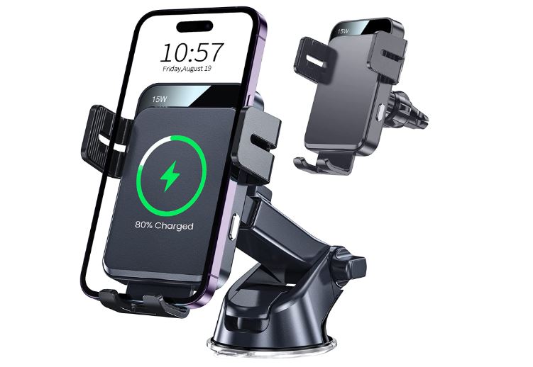 Wireless Car Charger, MOKPR 3 in1 Long arm Car Mount